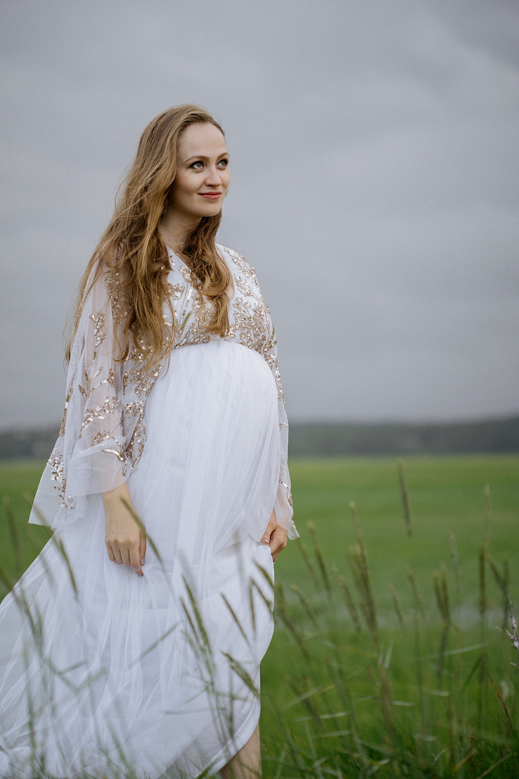 wedding dress cape cod nature sunset